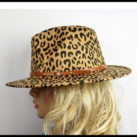 Leopard Print Felt Wool Belted Panama Hat - Picture 4 of 9
